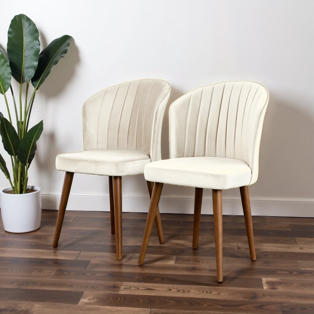 Parsons Beige Velvet Dining Chair - Set of 2