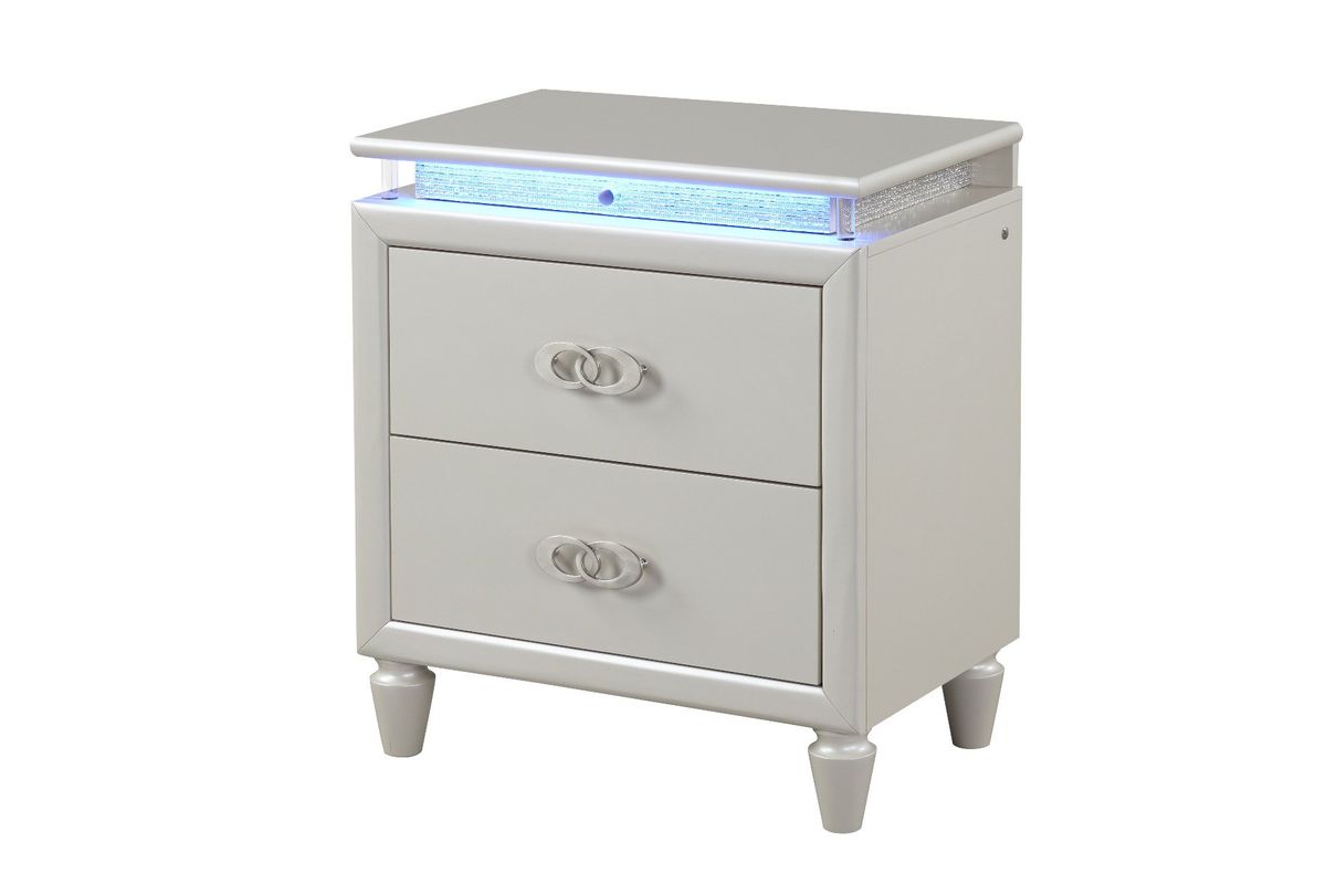 Galaxy Home Perla NightStand in Milky White