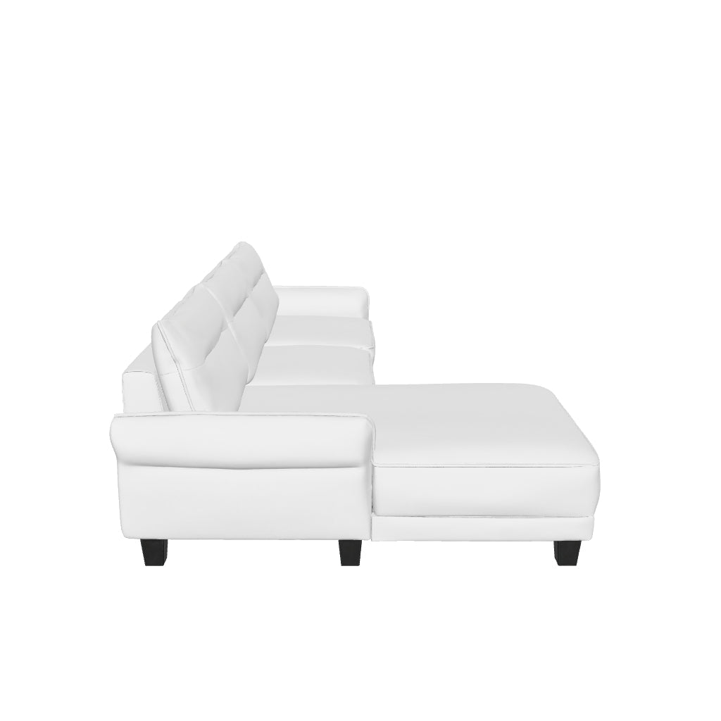 Caspian White & Black Upholstered Curved Arms Sectional Sofa 3D model