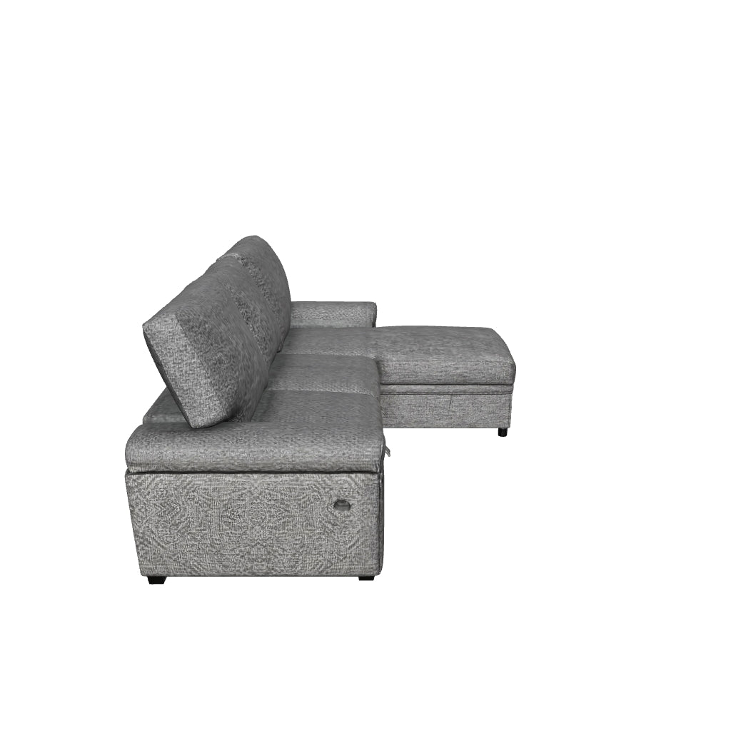 Demko Granite Sleeper Sectional Sofa with Speaker and Storage Chaise 3D model