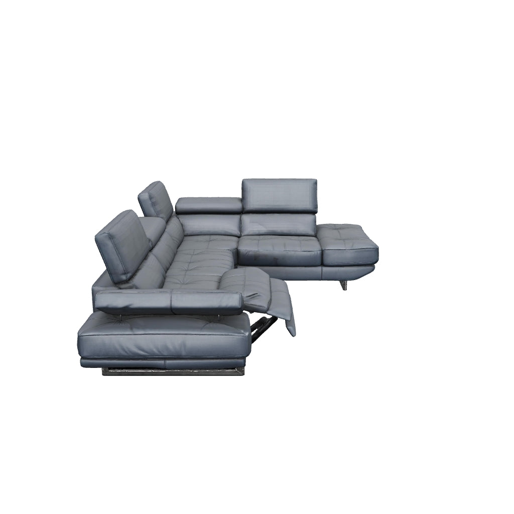Annalaise Recliner Leather Sectional in Blue Grey 3D model