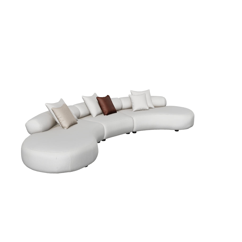HF5018 Modern Fabric Sofa in White 3D model