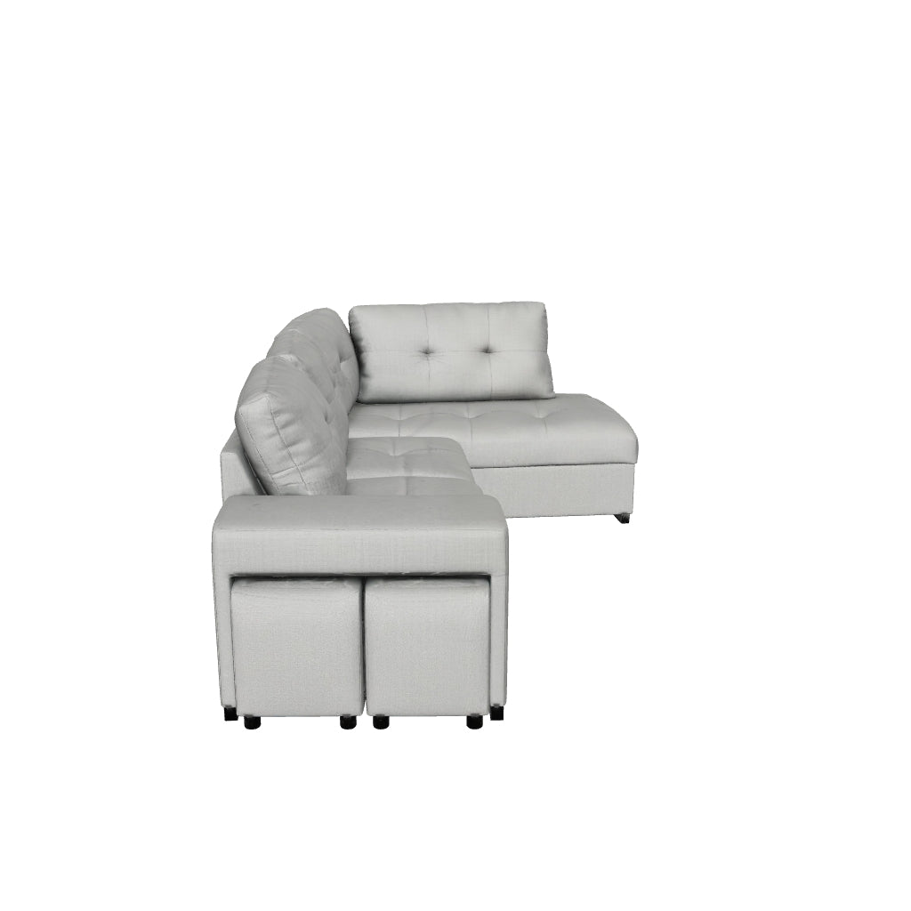 Roanne Grey Fabric Upholstered Sleeper Sectional Sofa 3D model