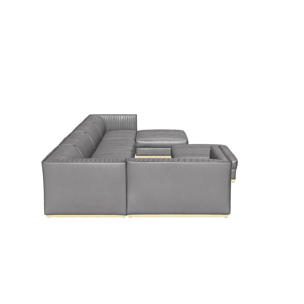 Sanguine 7-Piece Channel Tufted Performance Velvet Left-Facing Modular Sectional Sofa 3D model