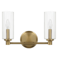 Regal Double Light Vanity With Clear Ribbed Glass - Satin Brass