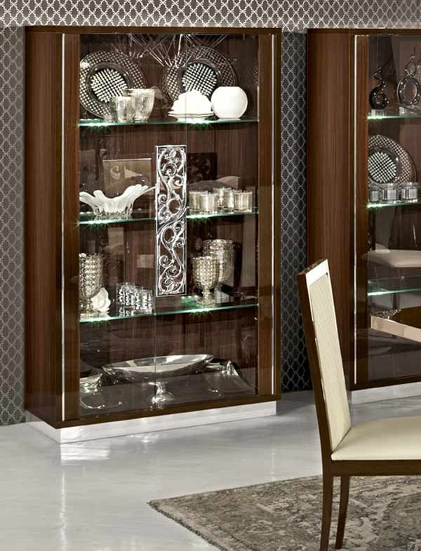 ESF Furniture - Roma 2-Door Curio Walnut - ROMA2DOORCHINAWALNUT