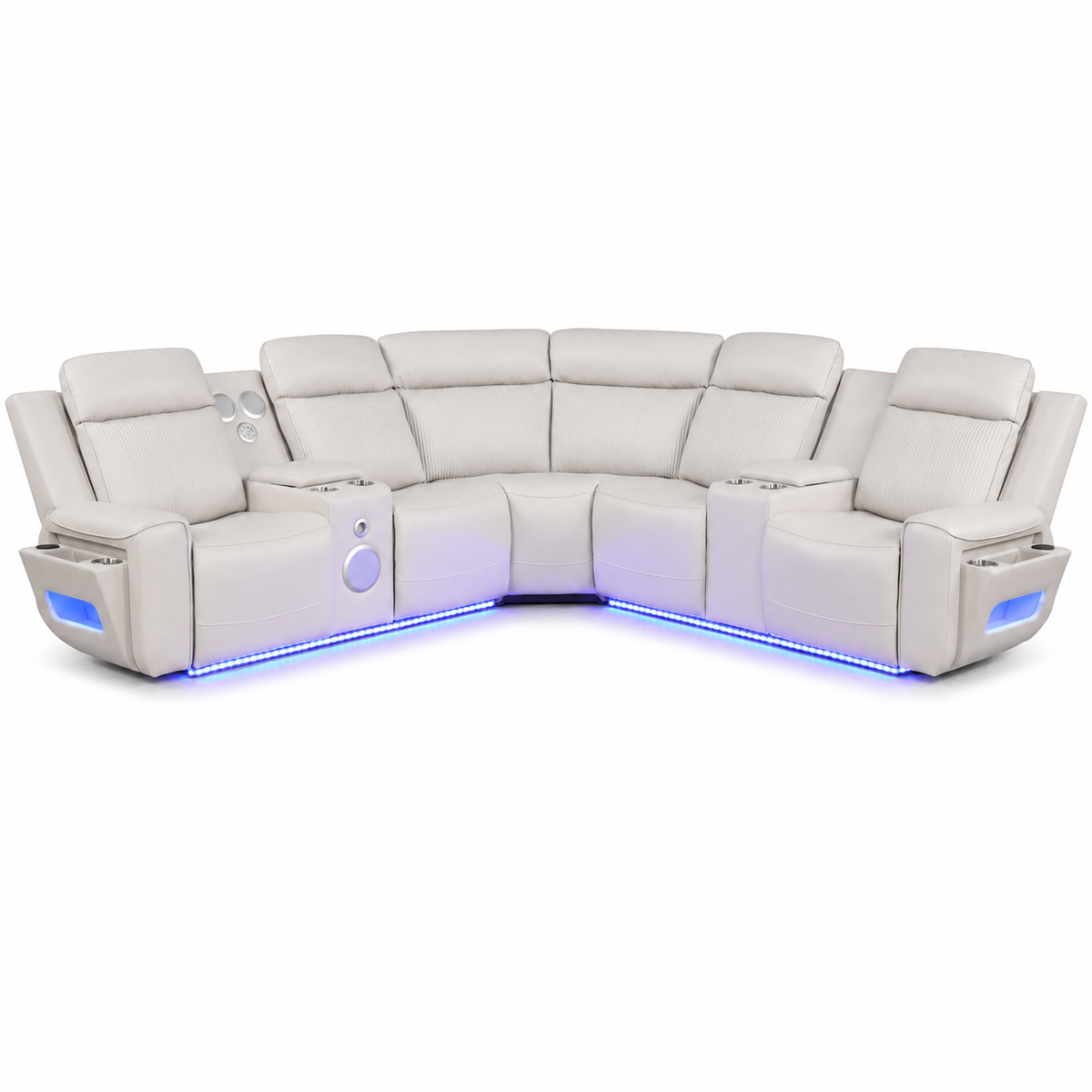 S3550 Galaxy sand power sectional with blue LED lighting
