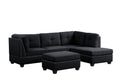 Sienna Boucle Black Sectional + Ottoman Set