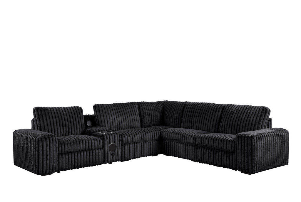 Amelia Onyx Power Reclining Sectional (w/ Bluetooth Speakers)