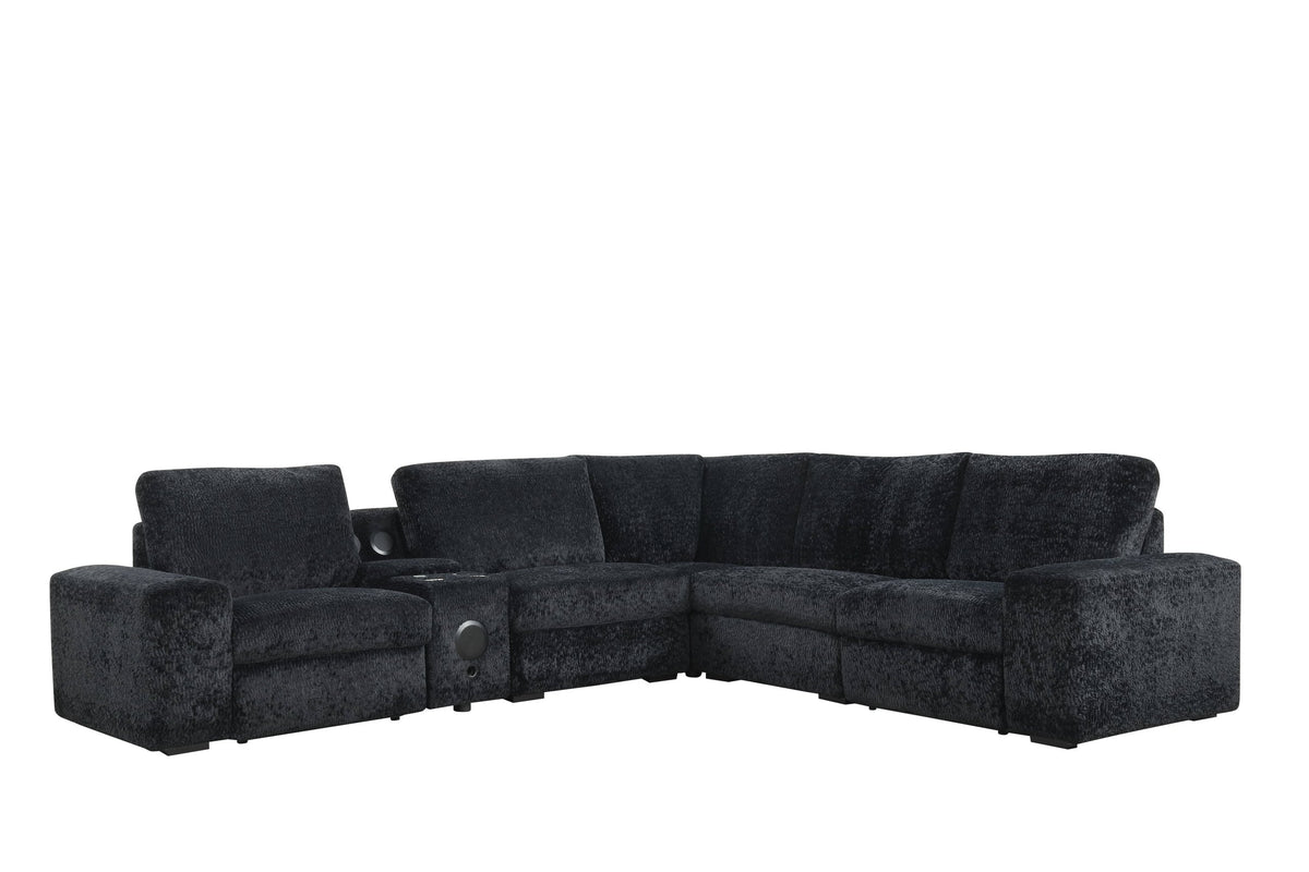 Amelia Black Power Reclining Sectional (w/ Bluetooth Speakers)