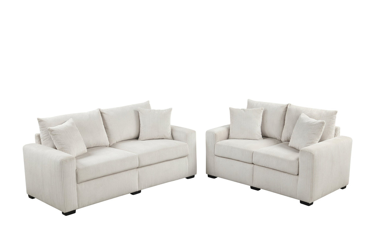 HH1125 Beige - Sofa & Loveseat Set