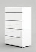 ESF Furniture - Sara 5 Drawer Chest in Glossy White - SARACHEST