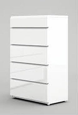 ESF Furniture - Sara 5 Drawer Chest in Glossy White - SARACHEST