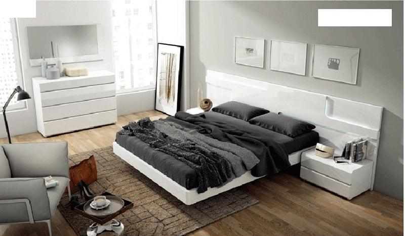 ESF Furniture - Sara 5 Piece Bedroom King Bed Set in Glossy White - SARABEDKS-5SET
