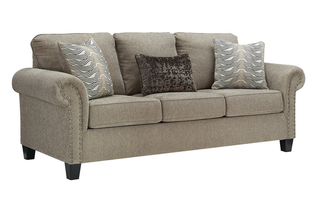 Shewsbury pewter sofa on white background