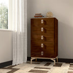 ESF Furniture - Eva 5 Piece King Bedroom Set in Rich Tobacco Walnut - EVAKSBED-5SET
