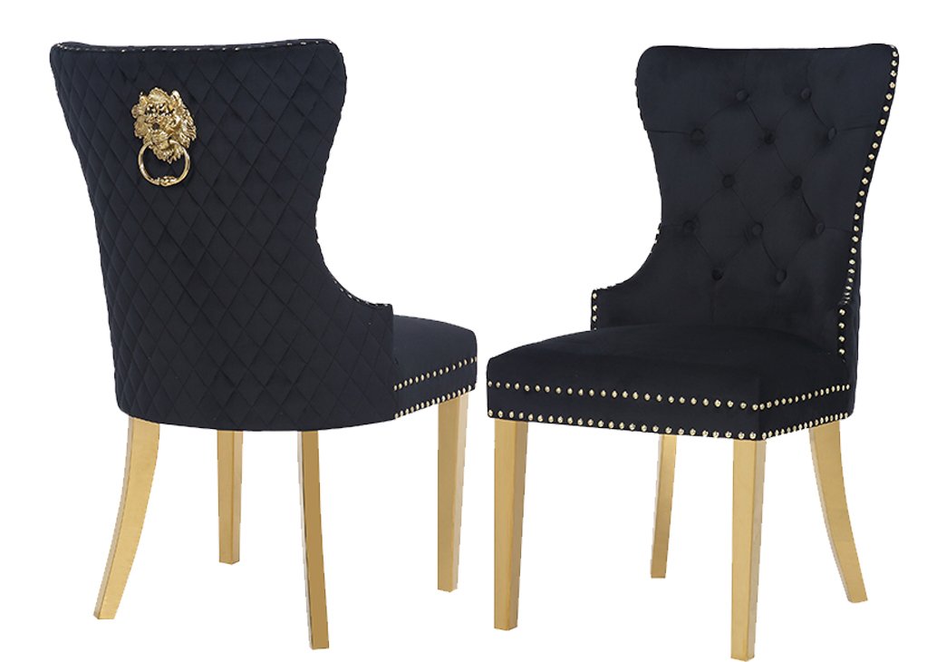 Galaxy Home Simba Gold Legs Dining Chair (Set of 2) in Black