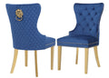 Galaxy Home Simba Gold Legs Dining Chair (Set of 2) in Blue