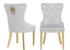 Galaxy Home Simba Gold Legs Dining Chair (Set of 2) in Silver