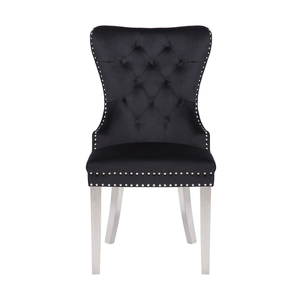 Galaxy Home Simba Stainless Steel Legs Dining Chair (Set of 2) in Black