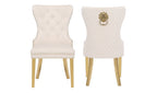 Galaxy Home Simba Gold Legs Dining Chair (Set of 2) in Beige