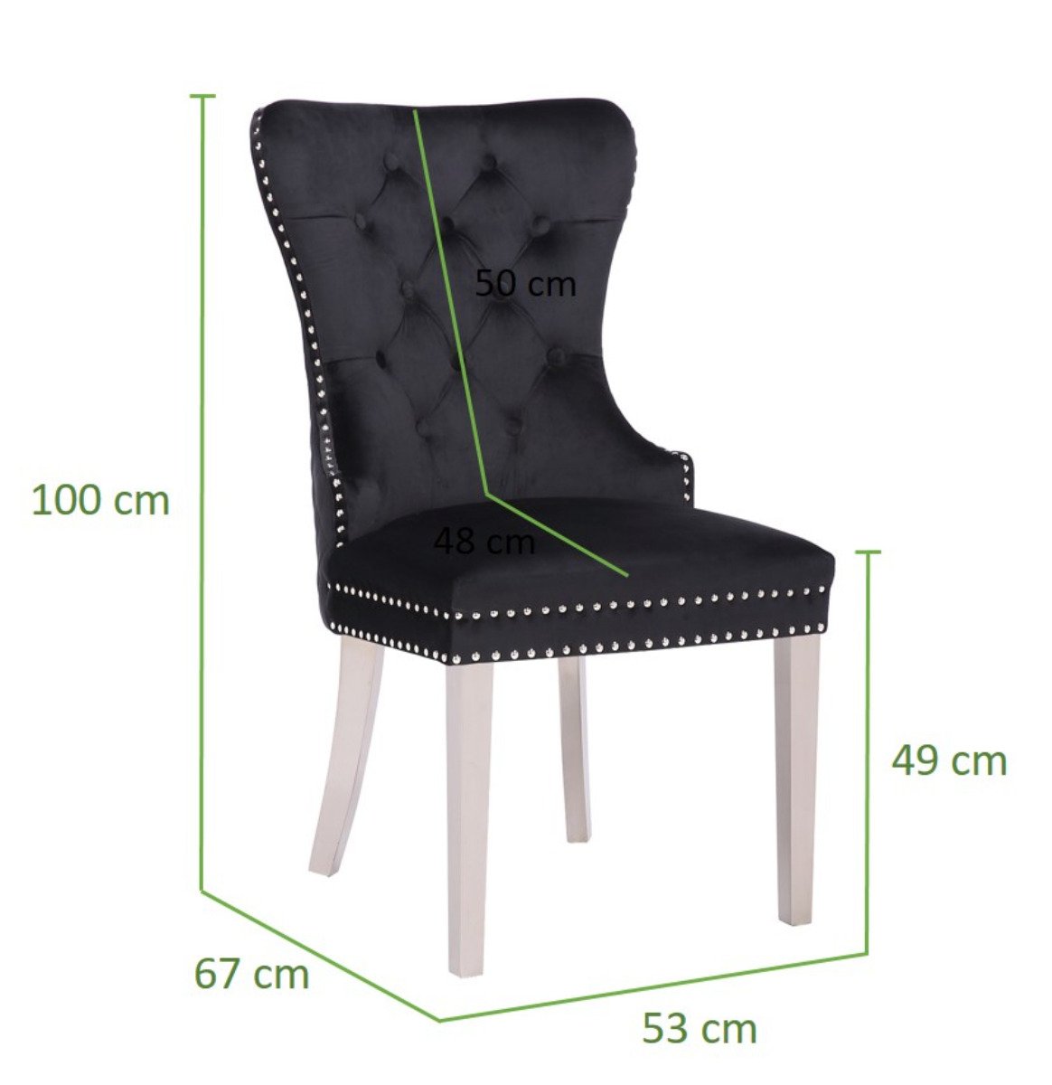 Galaxy Home Simba Stainless Steel Legs Dining Chair (Set of 2) in Black