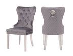 Galaxy Home Simba Stainless Steel Legs Dining Chair (Set of 2) in Grey