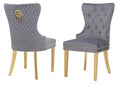 Galaxy Home Simba Gold Legs Dining Chair (Set of 2) in Grey