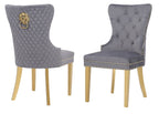Galaxy Home Simba Gold Legs Dining Chair (Set of 2) in Grey