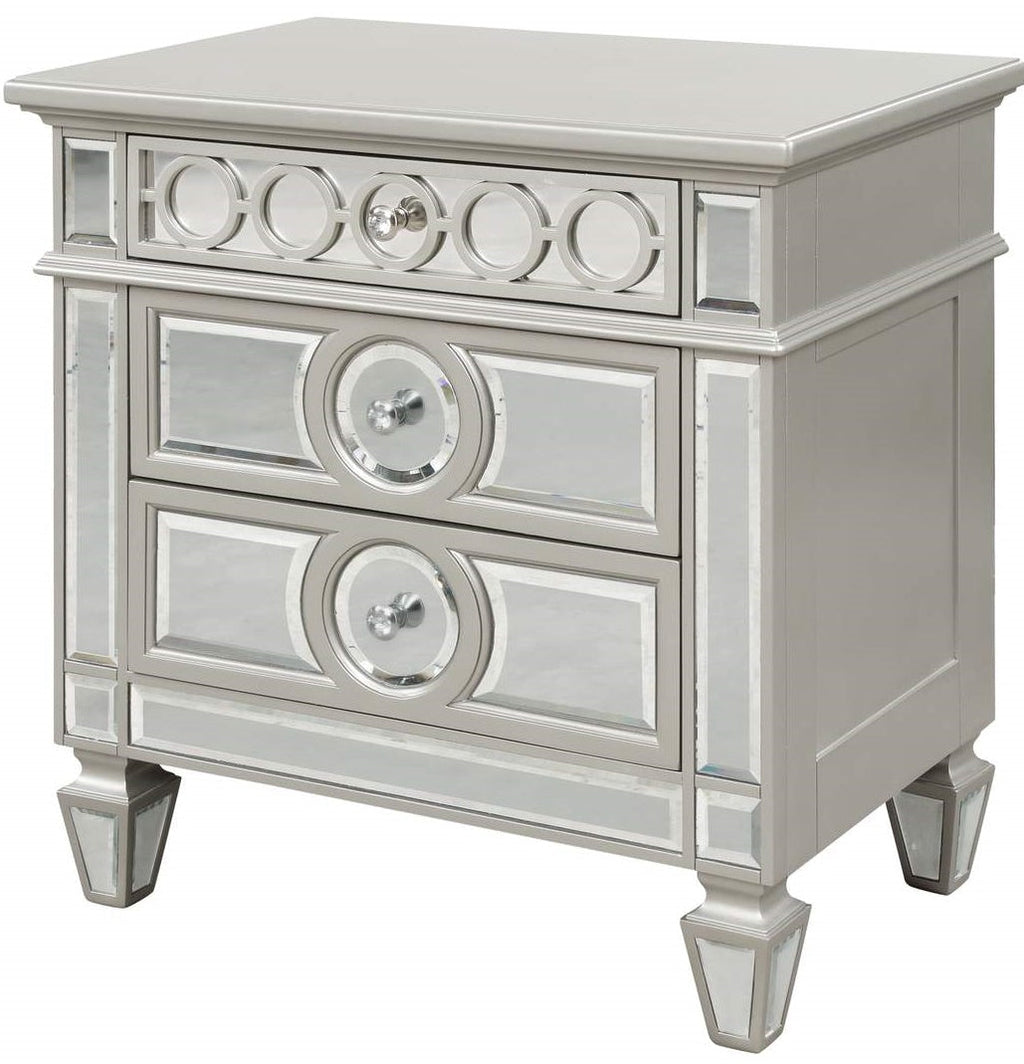 Galaxy Home Symphony 3 Drawer Nightstand in Silver GHF-808857505200