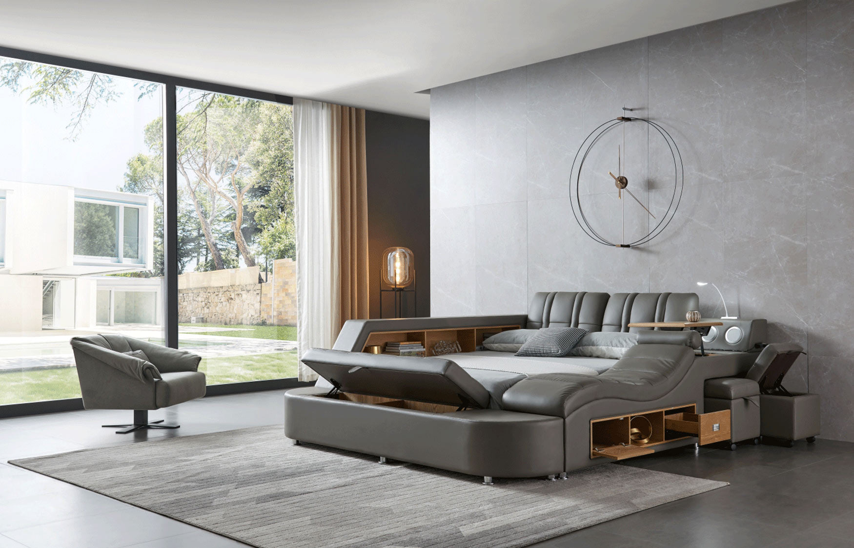 ESF Furniture - Tesla Queen Bed in Dark Grey - TESLA-QS