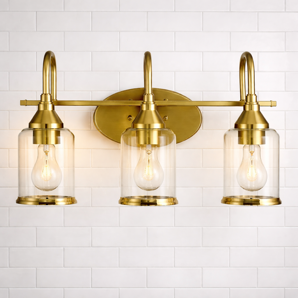 Twilight Three Lights Brushed Gold Contemporary Vanity Light