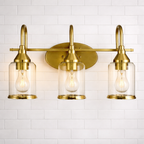 Twilight Three Lights Brushed Gold Contemporary Vanity Light