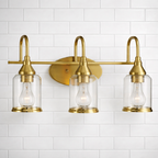 Twilight Three Lights Brushed Gold Contemporary Vanity Light