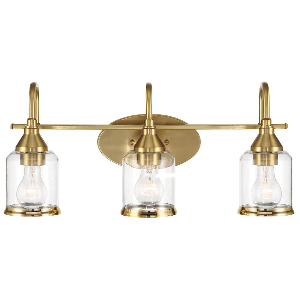 Twilight Three Lights Brushed Gold Contemporary Vanity Light