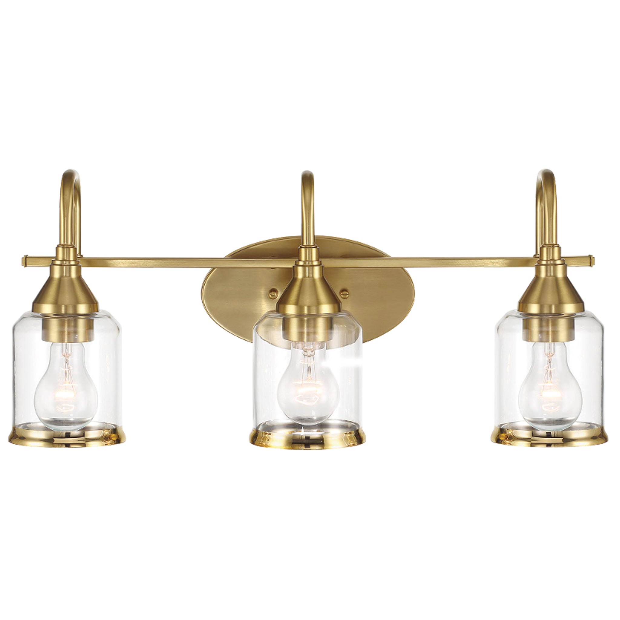 Twilight Three Lights Brushed Gold Contemporary Vanity Light