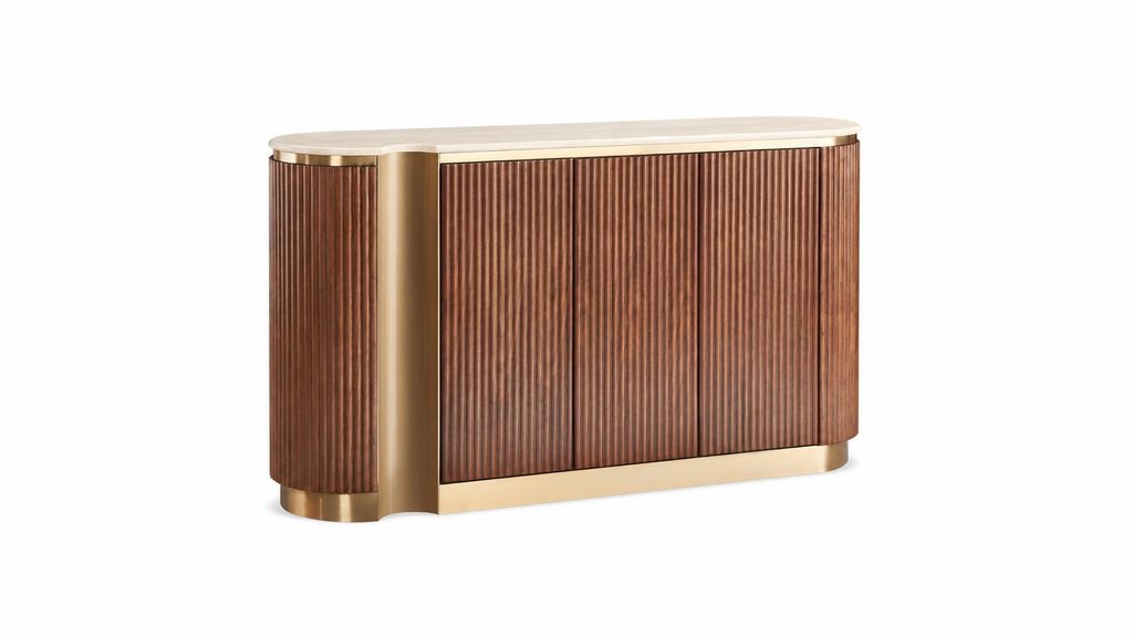 Valente walnut sideboard on a white background