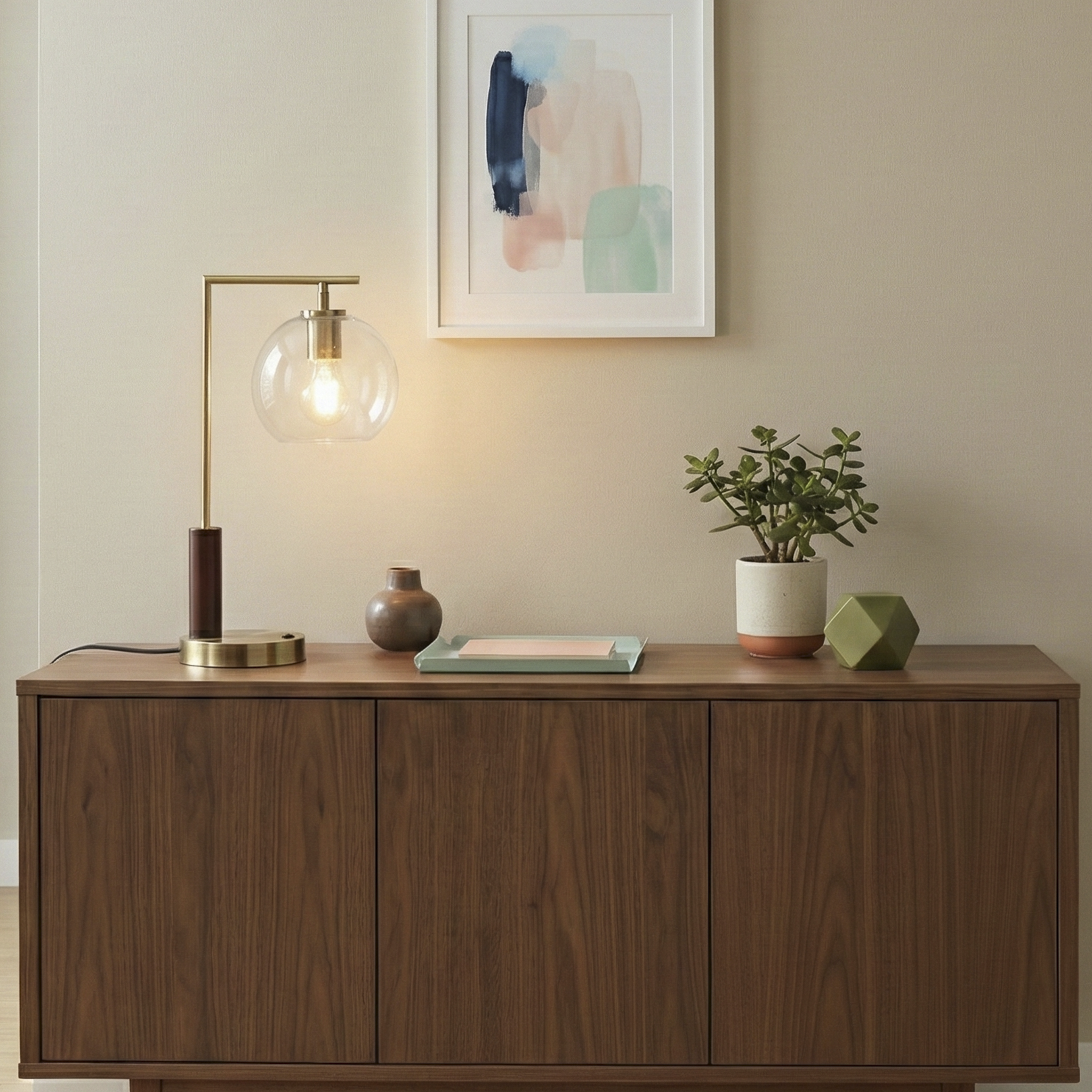Wander Right Angle Glass Table Lamp - Bronze