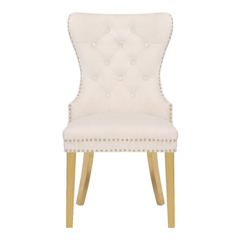 Galaxy Home Simba Gold Legs Dining Chair (Set of 2) in Beige