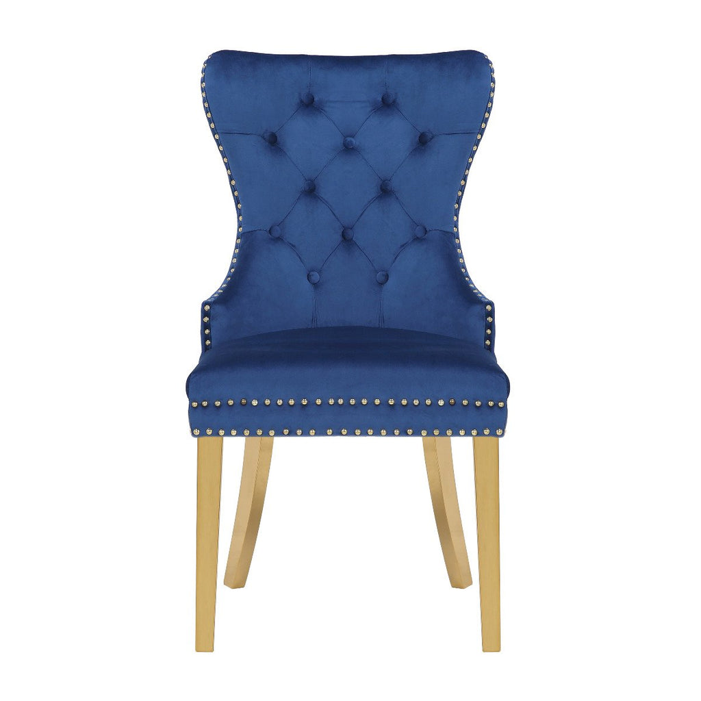 Galaxy Home Simba Gold Legs Dining Chair (Set of 2) in Blue