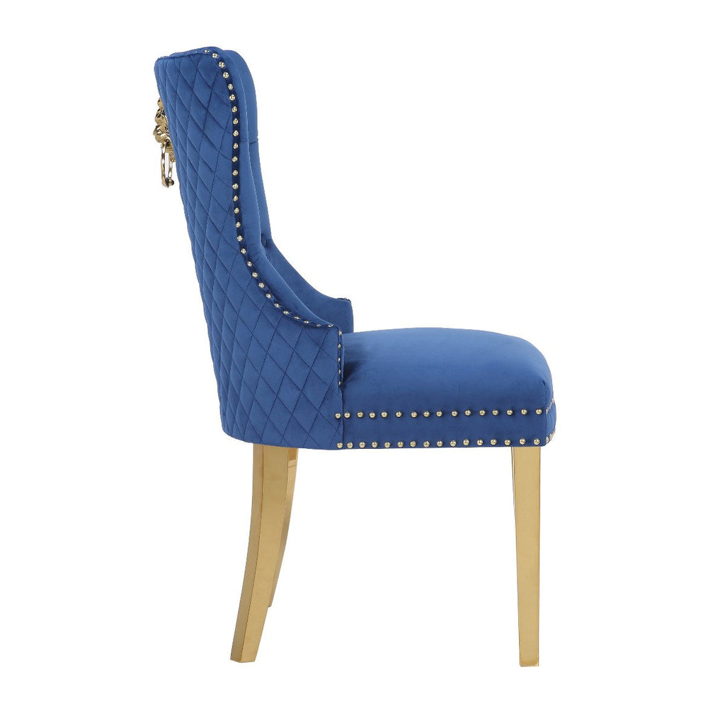 Galaxy Home Simba Gold Legs Dining Chair (Set of 2) in Blue