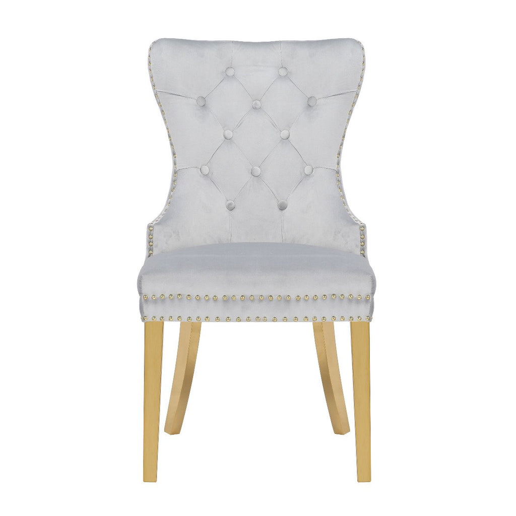 Galaxy Home Simba Gold Legs Dining Chair (Set of 2) in Silver