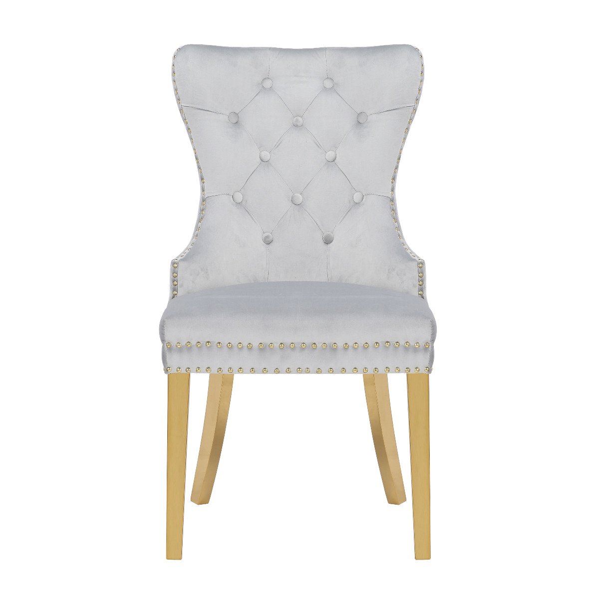 Galaxy Home Simba Gold Legs Dining Chair (Set of 2) in Silver