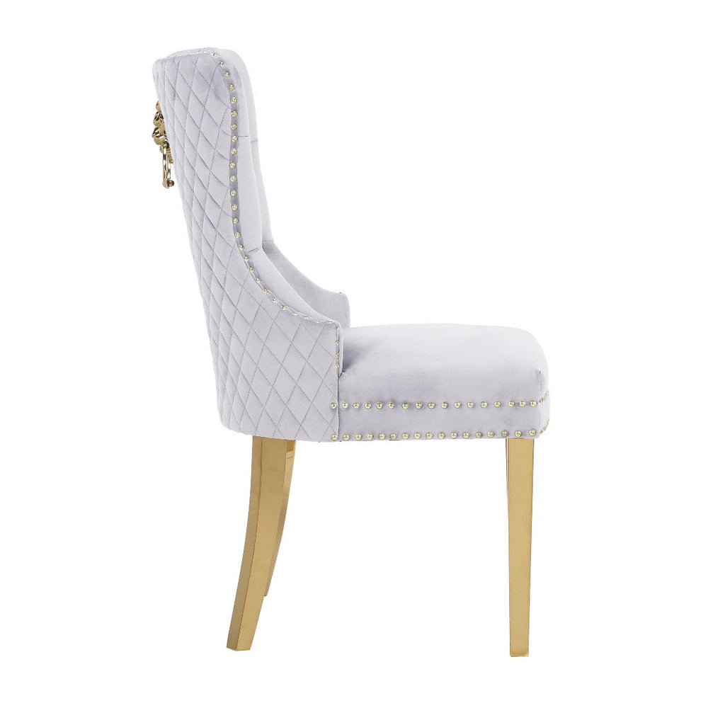 Galaxy Home Simba Gold Legs Dining Chair (Set of 2) in Silver