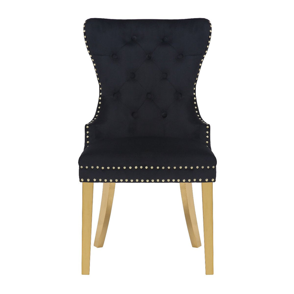 Galaxy Home Simba Gold Legs Dining Chair (Set of 2) in Black