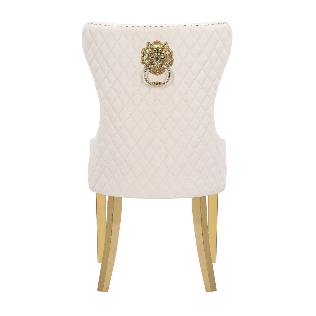 Galaxy Home Simba Gold Legs Dining Chair (Set of 2) in Beige