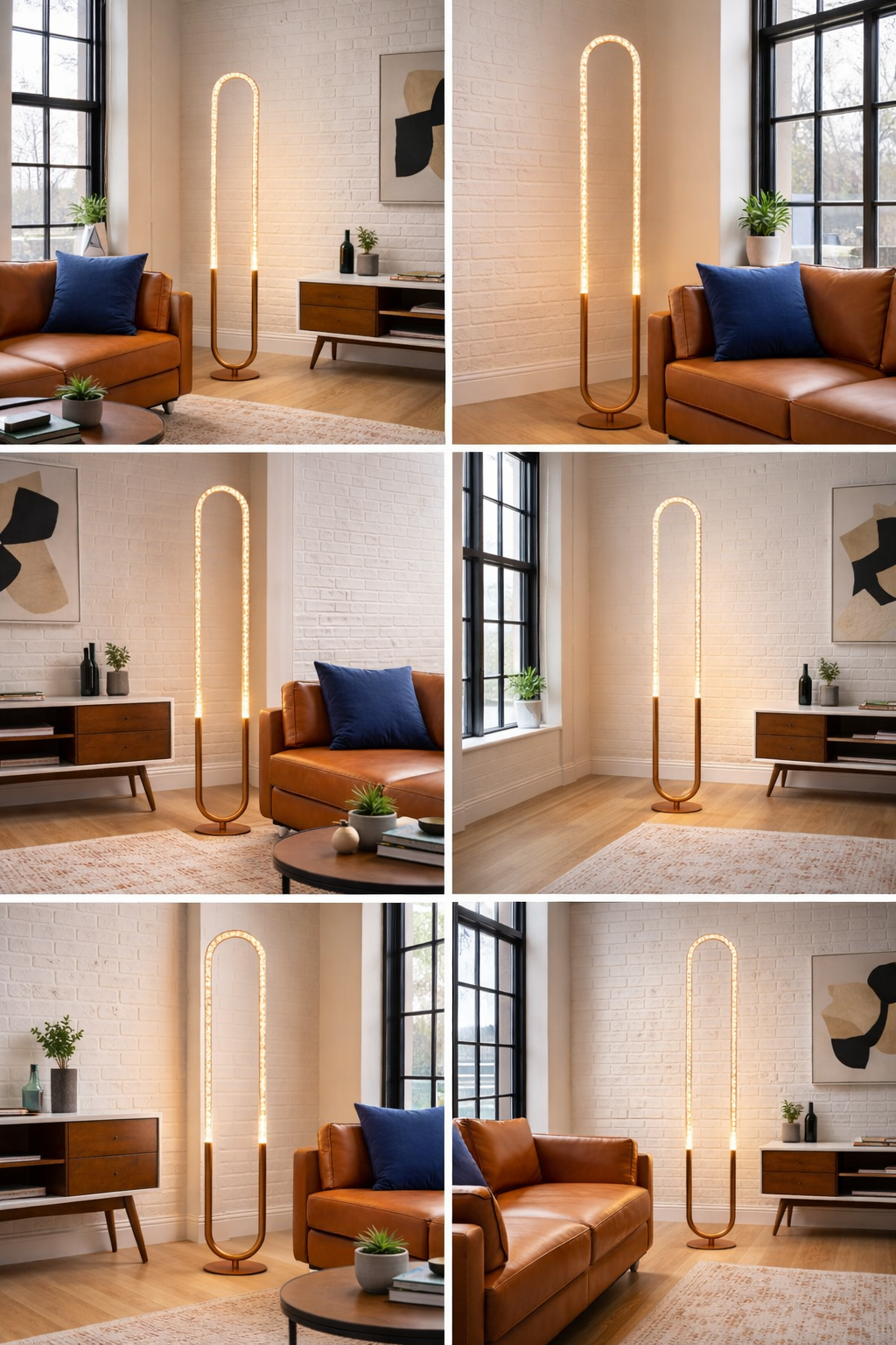 Zeon LED Floor Lamp Coarse Gold and Clear