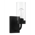 Zephyr Single Light Sconce With Clear Glass Metal Black Finish